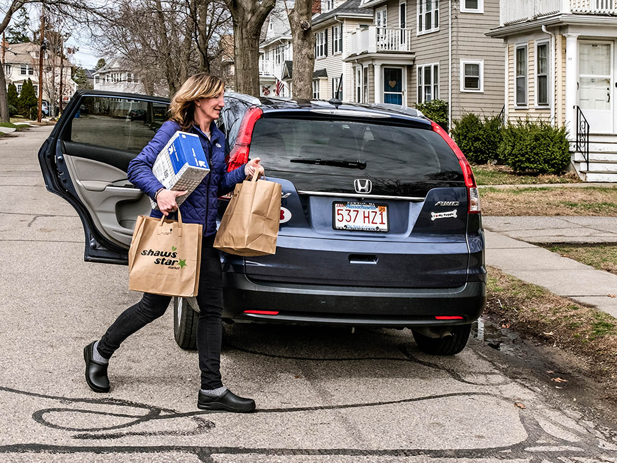 Volunteer Service Delivering Groceries, Belmont, MA April 2020