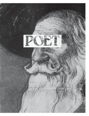 Cover of "poet zine" showing an antique newspaper illustration of an old man with a beard