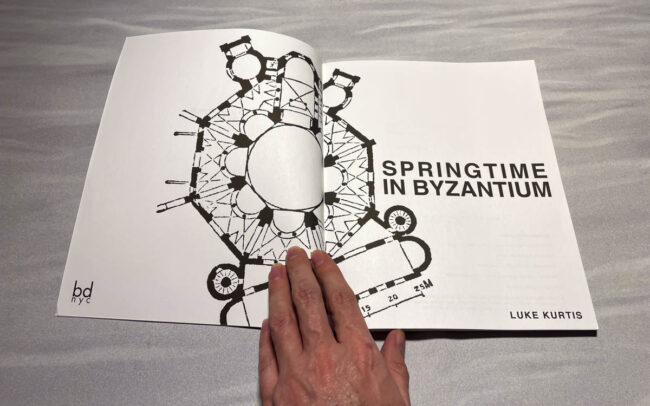photo of Springtime in Byzantium, a book by luke kurtis, open to show the inside