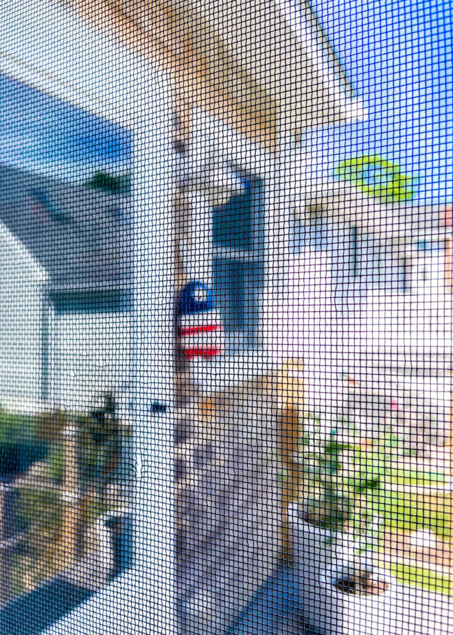 looking outside a house through a window screen